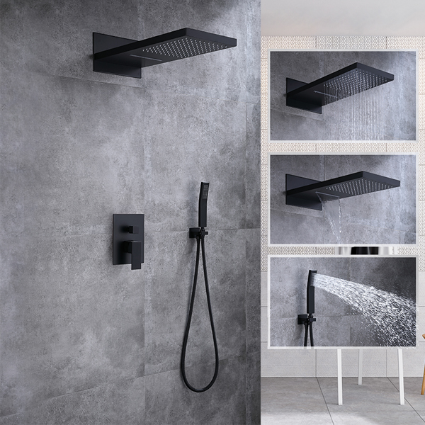 Matte black three functions shower sets/ shower system