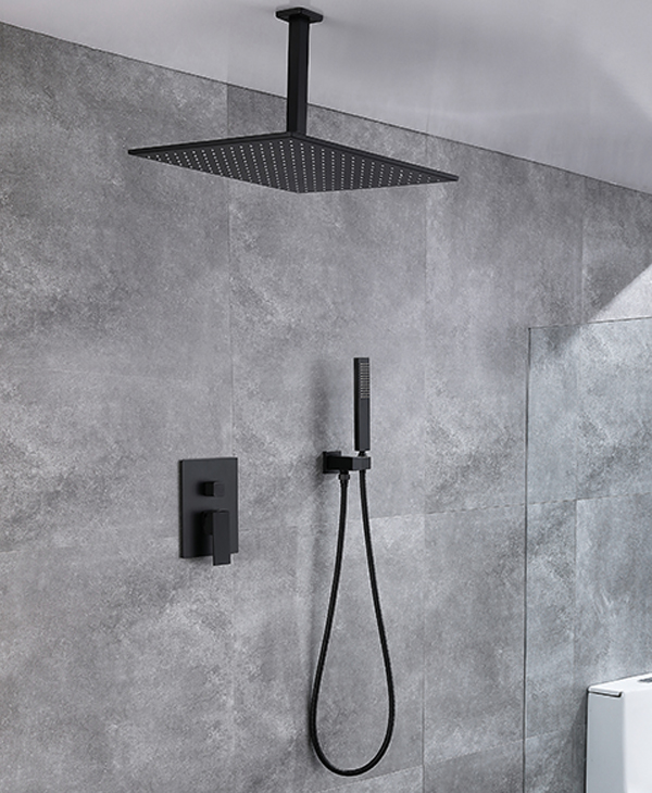 Matte black shower system shower set shower head with diverter
