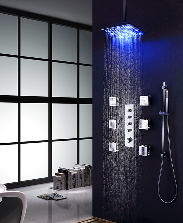 LED shower system shower set multi-function shower head